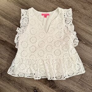 Lilly Pulitzer Jerilynn Flutter Sleeve Eyelet Top